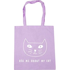 Hippowarehouse Black and white - Ask me about my cat Tote Shopping Gym Beach Bag 42cm x38cm, 10 litres