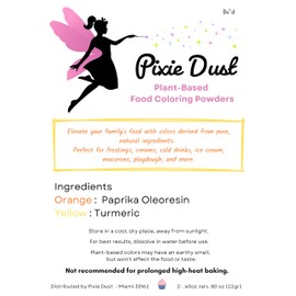 Yellow and Orange Vegan Food Coloring Powder Set. Dye Free - Plant Based - All Natural - By Pixie Dust (Large 2 Jars .40 oz each .80oz/22 gr)