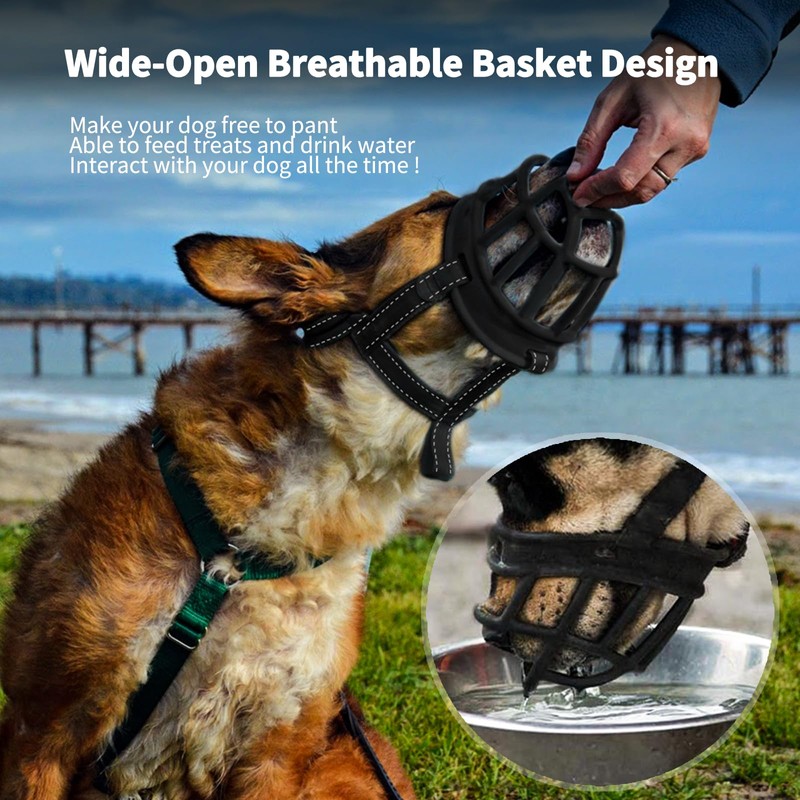 BARKLESS Dog Muzzle, Soft Basket Silicone Muzzle for Dogs to