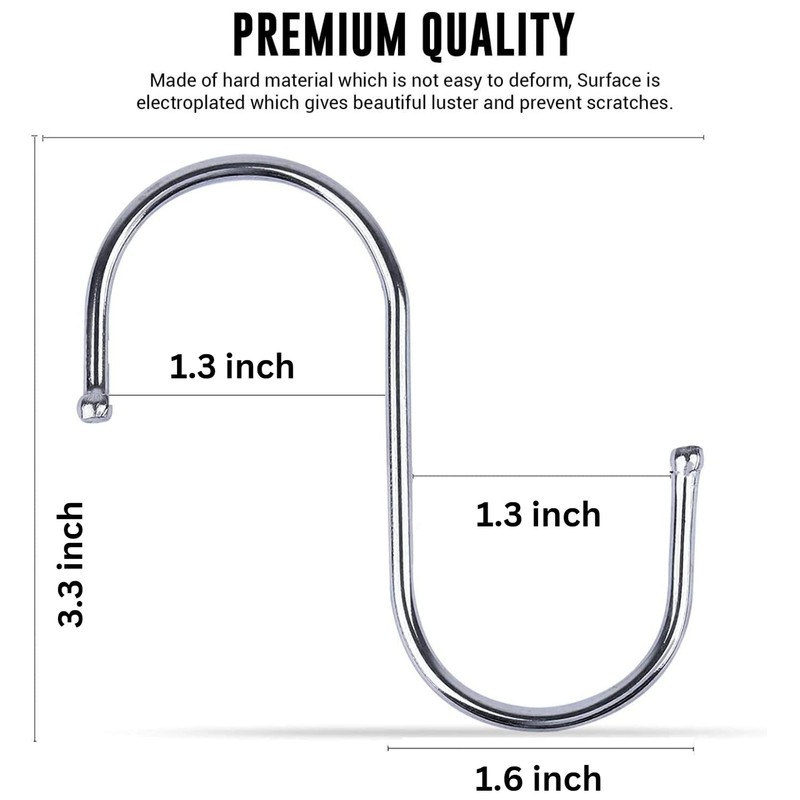 WHITECLOUDZ 30-Pack Silver S Hooks for Hanging Plants, Stainless Steel