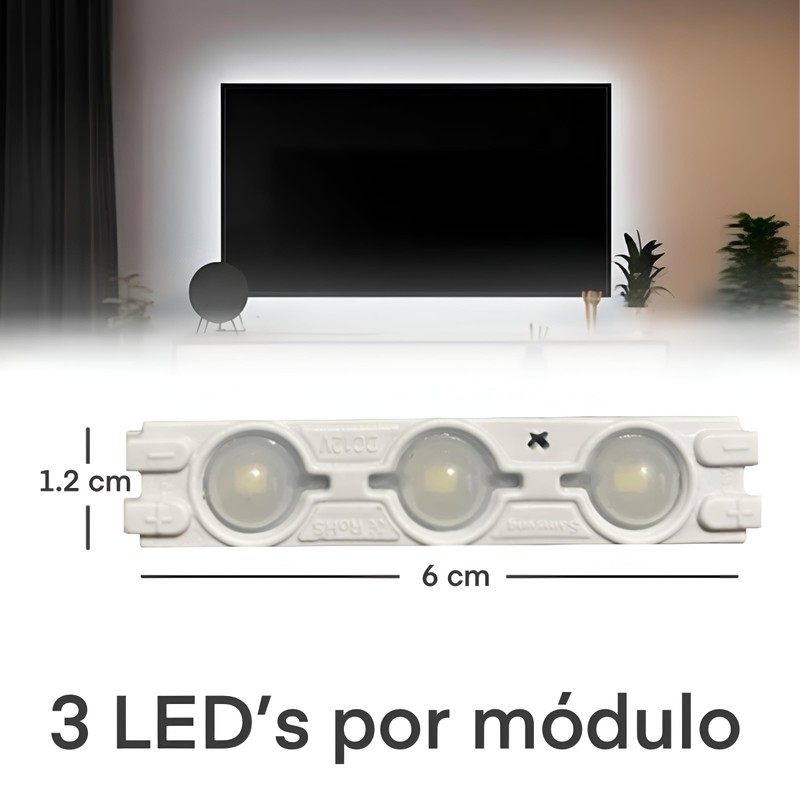Tira Modulo Luz 3 Led Impermeable Pared Publicidad Iluminacion Auto