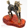 Solid Brass Amber Figurine of the Rainbow Unicorn Horse IronWork