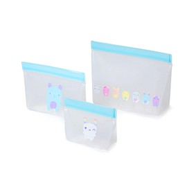 MUMI Piccolo Reusable Zip Up Bags - Set of 3 Airtight and Leak-Proof Ziplock Bags for Food Storage and Travel Organization - Blue