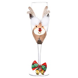 Litiny Christmas Champagne Flute Christmas Decoration Christmas Gift,8 Ounce (Reindeer)