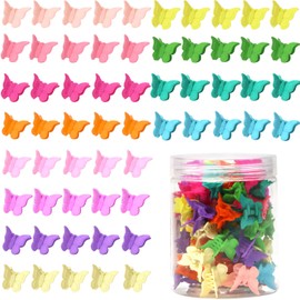 YISSION 60Pcs Mini Butterfly Hair Clips for Girls Small Hair Clips Cute Butterfly Hair Claw Clips Toddler Baby Kids Hair Clips with Box Package 90s Y2K Hair Accessories for Girls Women Matte Colors