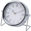 Home Styling Collection Round table clock, on metal base, silver