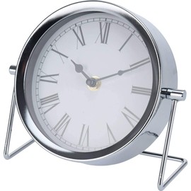 Home Styling Collection Round table clock, on metal base, silver