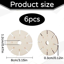 Pack of 6 Wooden Knotting Stars, Bracelets, Rotundity Knotting Star Made of Wood, for DIY Bracelets, Birthday, Festival Gifts, Creative Crafts and Gift Preparation