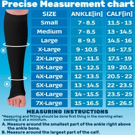 Opaque Compression Socks for Women and Men Circulation 20-30mmHg - Compression Knee High for Varicose Veins, Thrombosis, Pregnancy, Edema - Open Toe - Black, X-Large - A511BL4