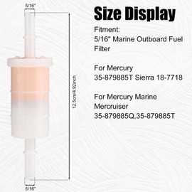 879885Q In-line Fuel Filter, 5/16" Fuel Filter Replacement for Mercury for Mariner 4-Stroke Boat Outboards Replace Sierra 18-7718 35-879885Q 35-879885T, Fit 40 50 60 HP EFI 75-115 135-300HP