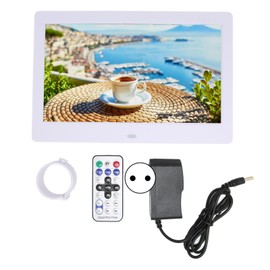 Digital Photo Frame HD 10.1 Inch 1024x600 LCD Display Smart Electronic Picture Frame with Remote Control 110‑240VWhite EU Plug