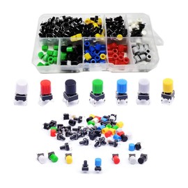 HUAZIZ 105 Pieces Tactile Push Switch 6 x 6 x 9 mm Momentary Tact Switch, Micro Tactile Switch Micro Momentary Tact Assortment Kit, Tactile Tact Push Button Switch, Push Button with Button Caps