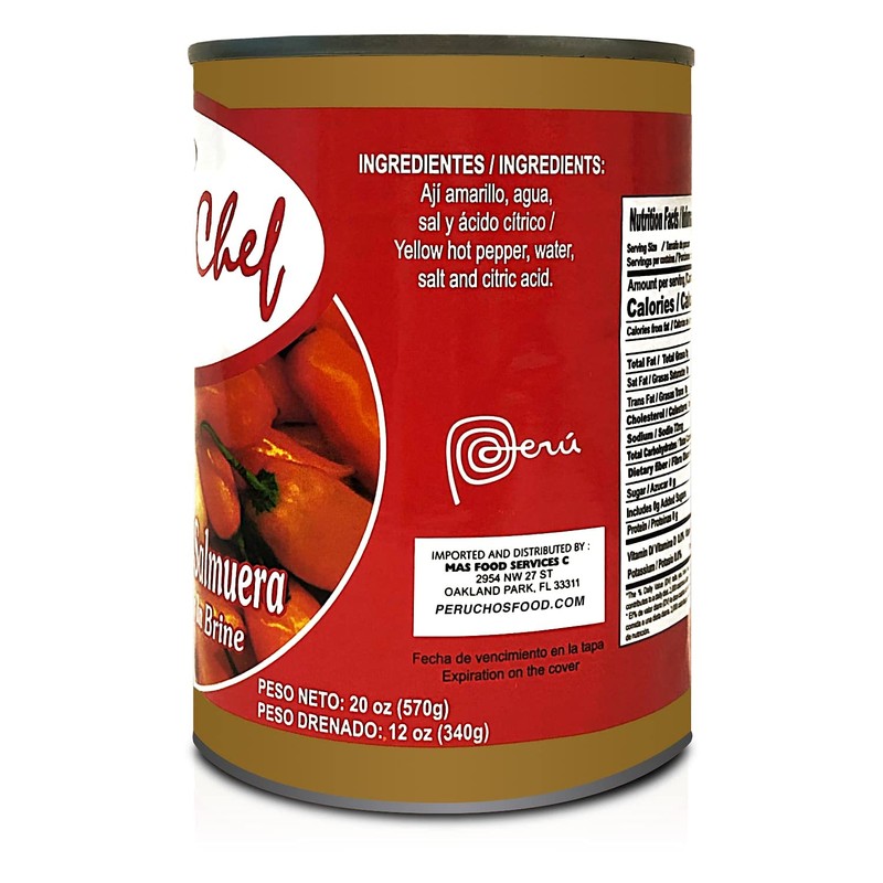 Aji Amarillo entero en Salmuera lata 20oz 2 PACK