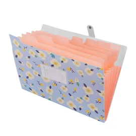 OffiConsent A4 Floral Expanding File Folder 8 Pockets A4 Plastic with Snap Closure (Blue)
