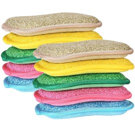 Mis.Moon Pack of 10 Kitchen Sponge Cleaning Sponge, Double-Sided Microfibre Washing Up Sponge, Reusable Sponges for Cleaning Dishes, Pots