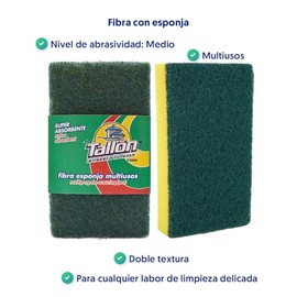 Esponja para Cocina con Fibra Abrasiva, Doble Cara Lavavajillas, Pack 10 Piezas