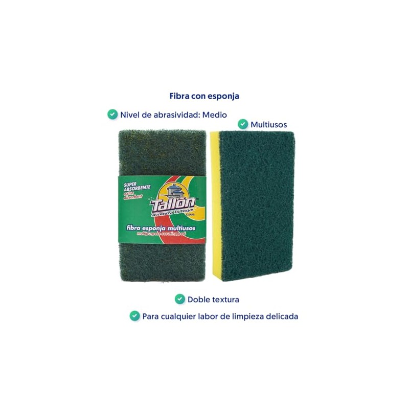 Esponja para Cocina con Fibra Abrasiva, Doble Cara Lavavajillas, Pack