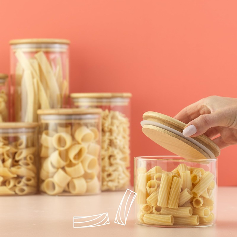 JoyJolt Borosilicate Glass Jars With Bamboo Lids. 6 Pc Set