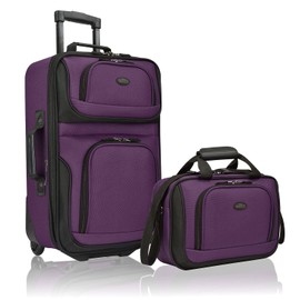 U.S. Traveler Rio Lightweight Softside Rolling Carry-on Suitcase, 2-Wheel Set, Purple