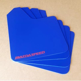 StreetRays [Originals] [SR] 04-16 Mazdaspeed 3 & Mazda 3 Mud Guard Flaps STARTER Set BLUE w/ Vinyl Logo