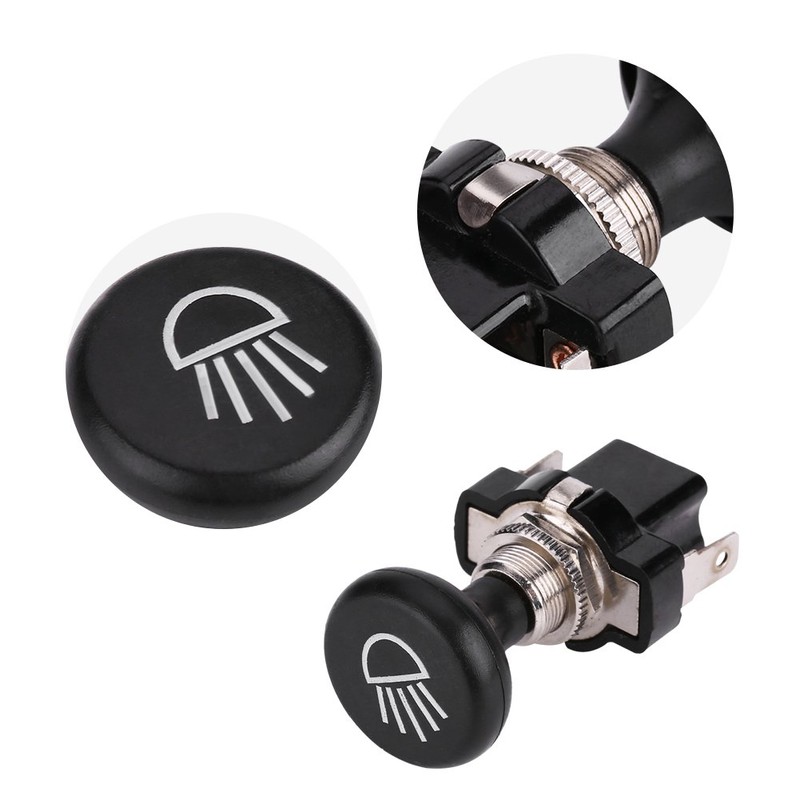 Qiilu Car Push Light Switch, 12 V Car Headlight Pressure