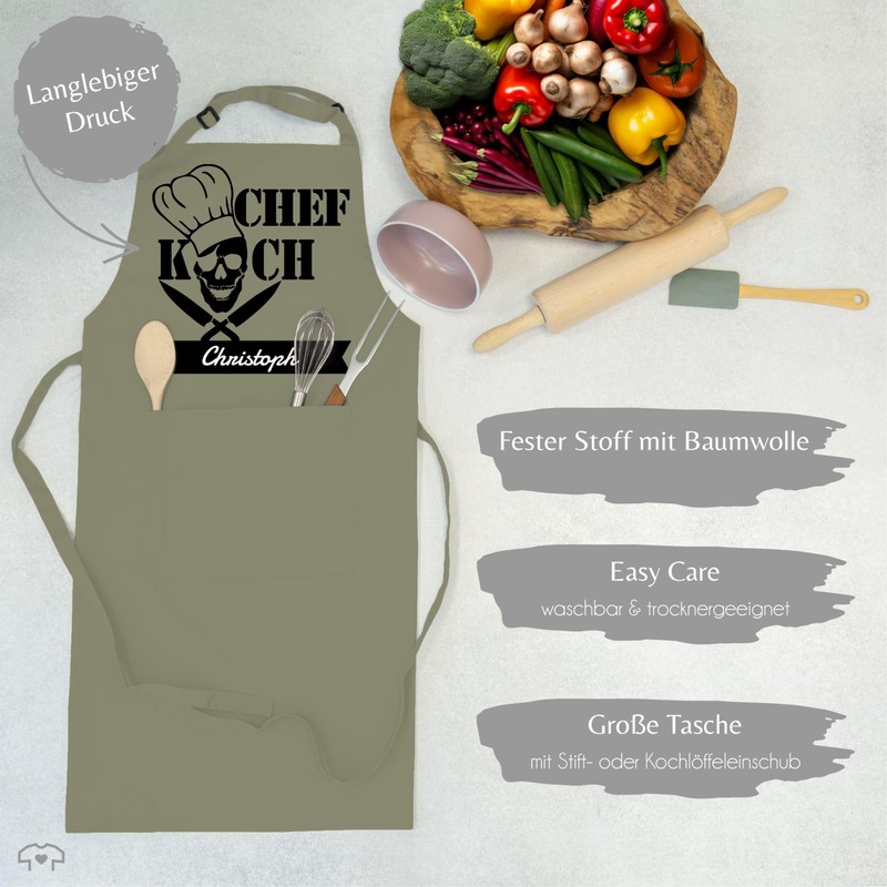 Geschenk mit Namen personalisiert by Shirtracer - Apron - Chefchef