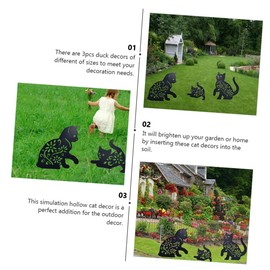 Kisangel 3pcs Cat Art Statues Ground Inserted Ornament for Garden Decor for Modern and Rustic Landscaping Cat for Outdoor Use