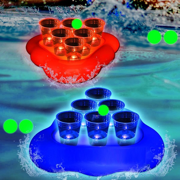 mishunyus 20 Pcs Glow Pool Pong Games,Light Up Floating Pool