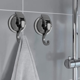 YSSILADI Shower Suction Cups Heavy Duty Vacuum Suction Cups, Glass Suction Cup Hooks, Robe & Towel Hooks Reusable, No Hole Punched, for Garland Decoration (6 Pack, Silver Grey)