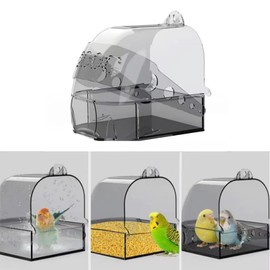 FYHJTRT Bird Bath Cage - Hanging Bird Bath Tub with Removable Drawer, Grey Parrot Bathing Box for Cage Cleaning & Shower Accessories, Durable Pet Bird Supplies(Grey)
