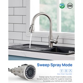 J-HVA Kitchen Faucet Sprayer Head Replacement with 15 Adapters (UPDATED) - Pull Down Kitchen Sink Faucet Spray Nozzle Head Replacement 3-Function Tap Spray Head for Kitchen Sink, Brushed Nickel