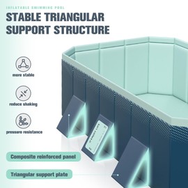 UPWELL Non Inflatable Outdoor Pool for Kids, Adults & Pets Foldable Hard Plastic Swim Tub with Quick Drain & Storage,Durable Splash Pool for Backyard Lawn Travel(113" x 66" x 20")