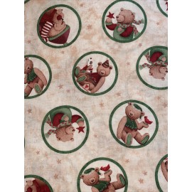 Marcus Fabrics Christmas Be Merry Bears Teresa Kogut Cotton Fabric 1/2 Yard Marcus Fabrics