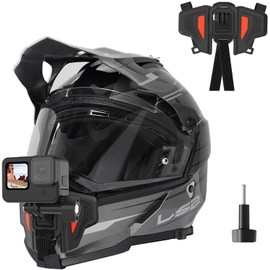 TELESIN 2nd Generation Universal Motorcycle Helmet Holder Helmet Jaw Mount POV Shooting Motocross Mountain Bike Bike Action Camera Accessories Compatible with GoPro Hero Max 10/9/8/7/6/5, DJI Osmo