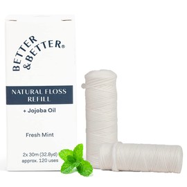 Better & Better Natural Floss Refill | Vegan, 100% Plant-Based Waxed Dental Floss | Natural Dental Floss w/Jojoba & Peppermint Oil | Moisturizing & Soothing Eco Friendly Dental Floss