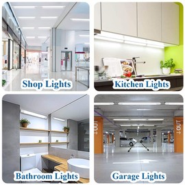 Utility LED Shop Lights Fixture 4FT 2FT with Plug Linkable, Airand 2PCS Waterproof LED Closet Lights 5000K Under Cabinet Lighting,LED Tube Lights 36W for Garage Kitchen Bathroom Workbench