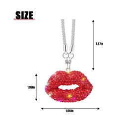 Bittwee Bling Lip Diamond Car Hanging, Crystal Rinestones Auto Rear View Mirror Charms Ornament, Lucky Vehicle Interior Pendant Decoration Accessories, Universal for SUV Sedan Truck(Red)