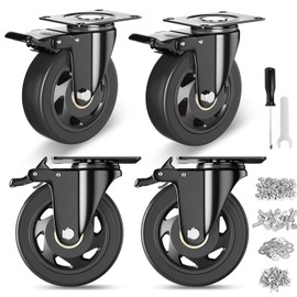 Ruedas giratorias de 4 pulgadas, juego de 4 ruedas de alta resistencia, ruedas giratorias con freno de 2200 libras, ruedas de placa superior de bloqueo industriales para muebles y carro de banco de