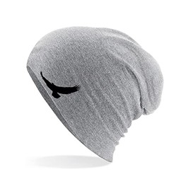Huuraa Beanie Eagle Silhouette Eagle Unisex Hat Size with Motif for All Bird Friends Gift Idea for Friends and Family, heather grey