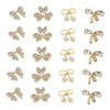 WOONEKY Unique Bow Nail Charms 20pcs Rhinestone Pearl Bow Nail