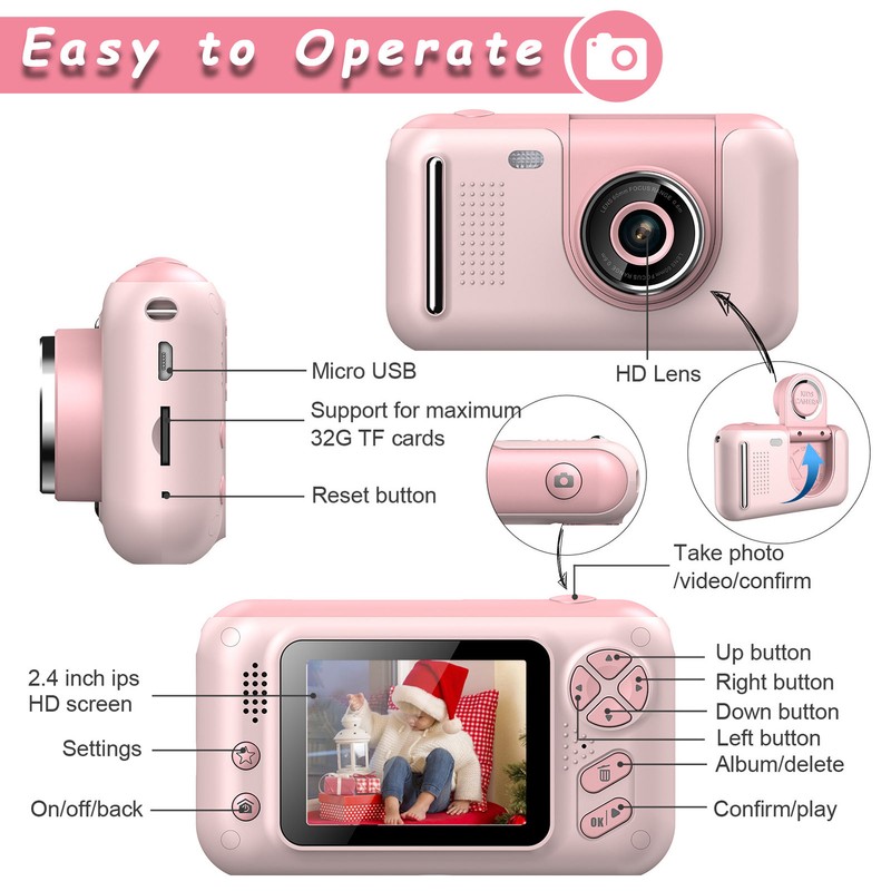 Kids Camera HD 2.4in Screen 40MP Photo 1080P Video Camera