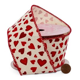 2 1/2" X 10 Yards Bunches of Hearts Wired Ribbon