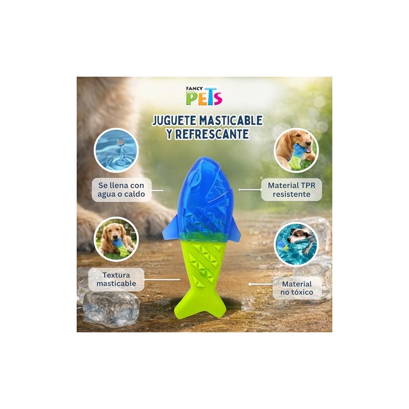 Fancy Pets Juguete Pez Congelable para Perros, Masticable y Refrescante,
