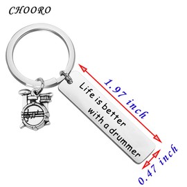 CHOORO Drummer Gift Drummer Keychain Life Is Better With A Drummer Drum Kit Gifts Musician Keychain Percussion Jewelry Drum Player Band Gifts (Life Is Better With A Drummer K)