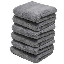 Towelogy® Microfibre Cleaning Cloths Grey 420GSM Large Thick Ultra Absorbent Multipurpose For Dusting Polishing Washing 40x40cm (Pack Of 6, Grey)
