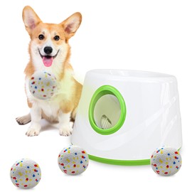 SOCO Automatic Ball Launcher for Dogs - 3 Distance Settings (20/35/50FT) with 2.2" ETPU Tennis Balls | Indoor/Outdoor Dog Toy | 4 Balls & Quick Charge Included