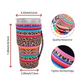AJLTPA Reusable Iced Coffee Cup Sleeve Neoprene Insulated Sleeves Cup Holder with handle Idea for 30oz - 32oz Tumbler Cups, protein shake bottles(Only Cup Sleeves)(Flower Meadow)