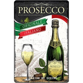 DODINO 20 x 30 cm Retro Tin Signs, Prosecco, Funny, Vintage, Decorative Home Accessory, Decorative Metal Sign for All Bar Counter or Pub Owners