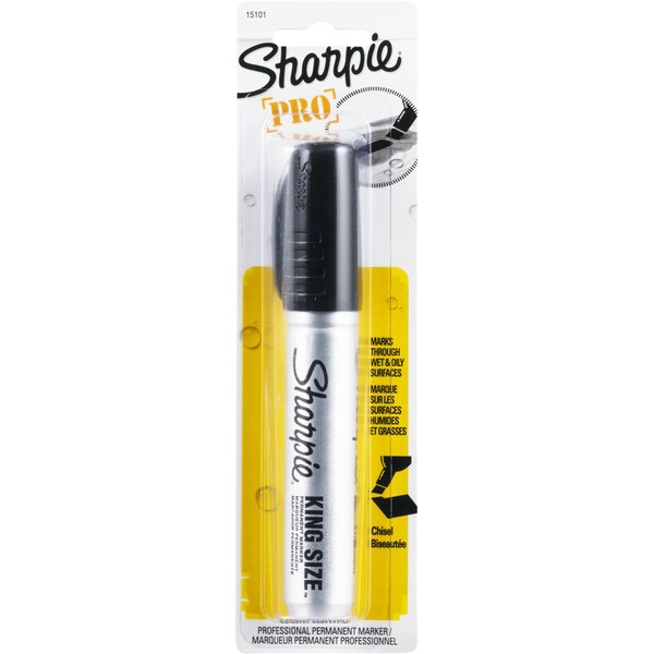 Sharpie Permanent Marker Chisel Tip Black Durable Aluminum Barrel Carded