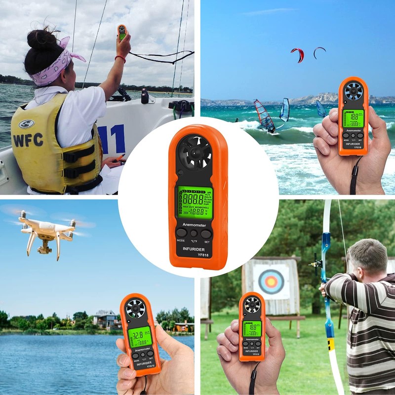 Digital Anemometer, Small Precision Anemometer, Wind Temperature Measure, Current/Maximum/Average Wind
